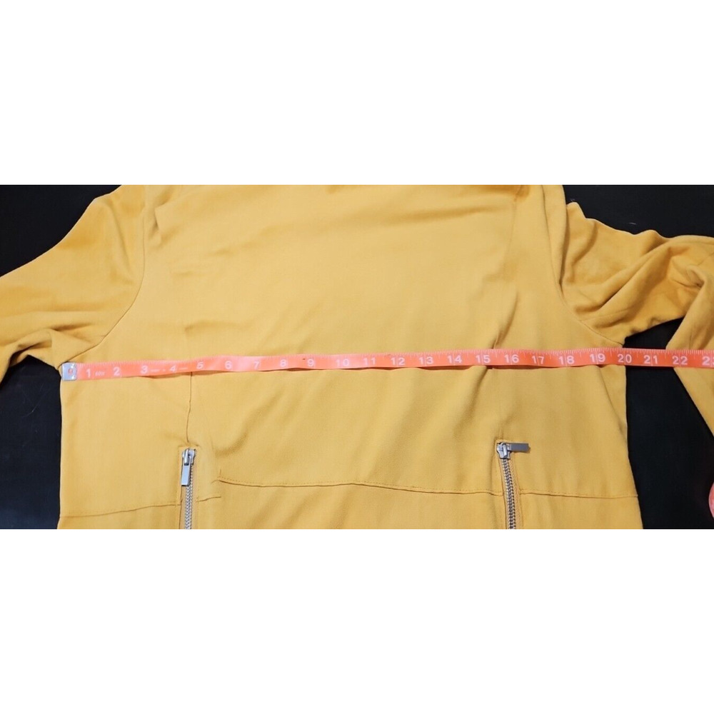 BAGATELLE Open Front Wrap Faux Suede MOTO Jacket Gold Yellow Mustard Sz W/LG EUC - Picture 13 of 16